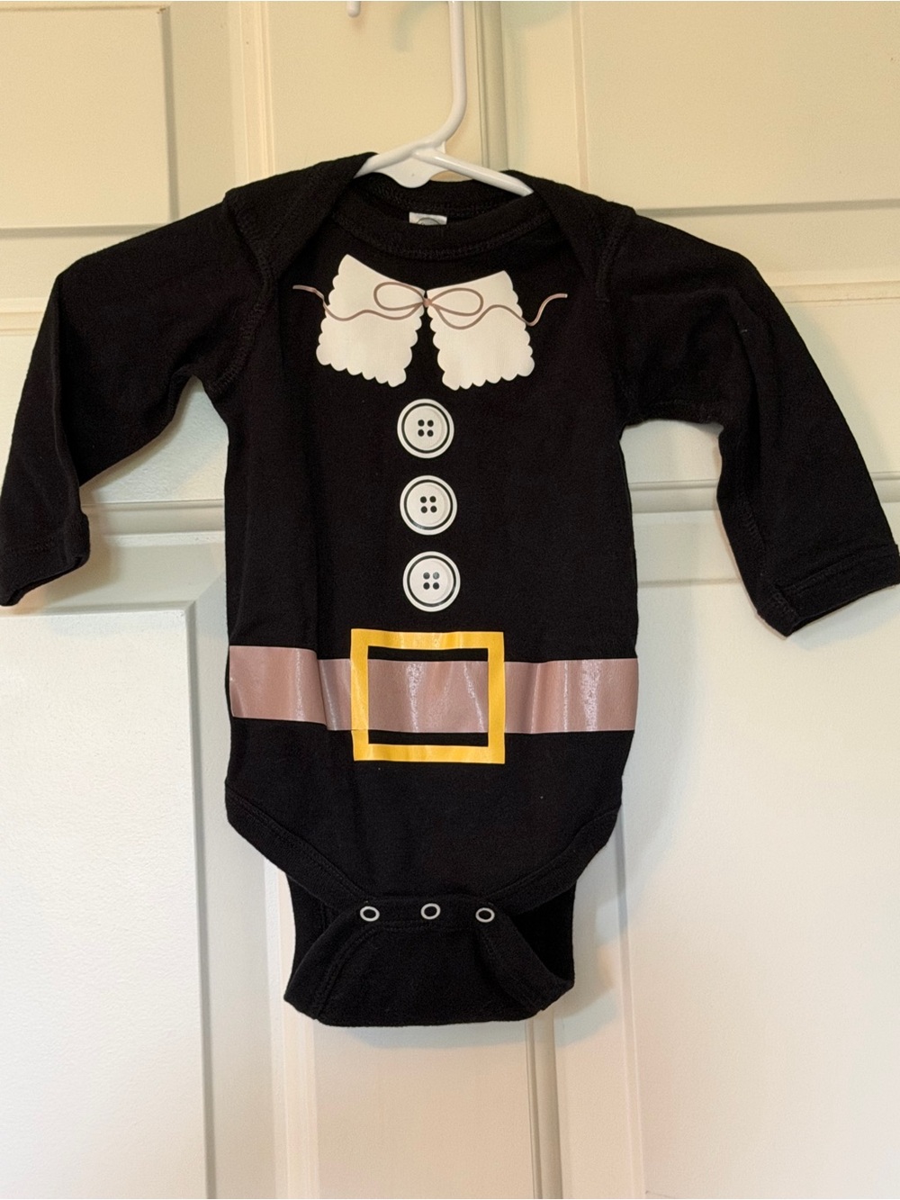 Rabbit Skins Black Pilgrim-Inspired Bodysuit with Gold Buckle